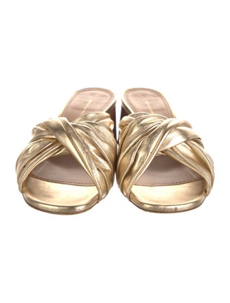 Mansur Gavriel Leather Pleated Accents Slides