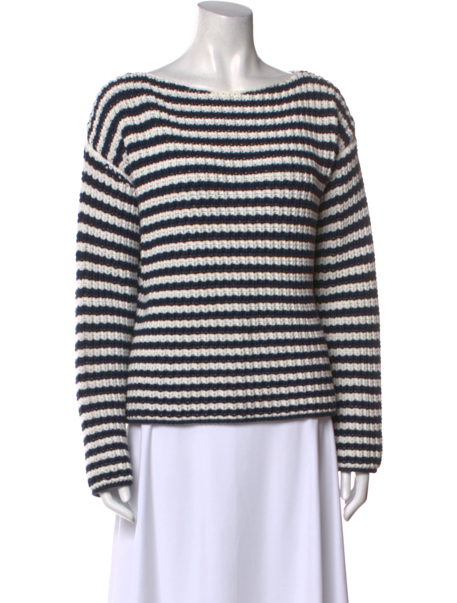Mansur Gavriel Striped Bateau Neckline Sweater