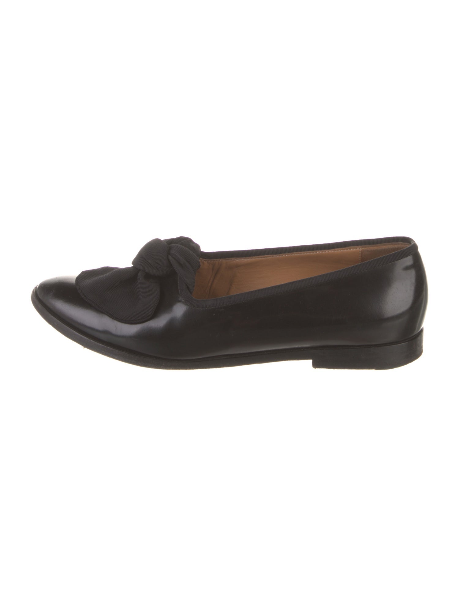 Mansur Gavriel Patent Leather Bow Accents Loafers