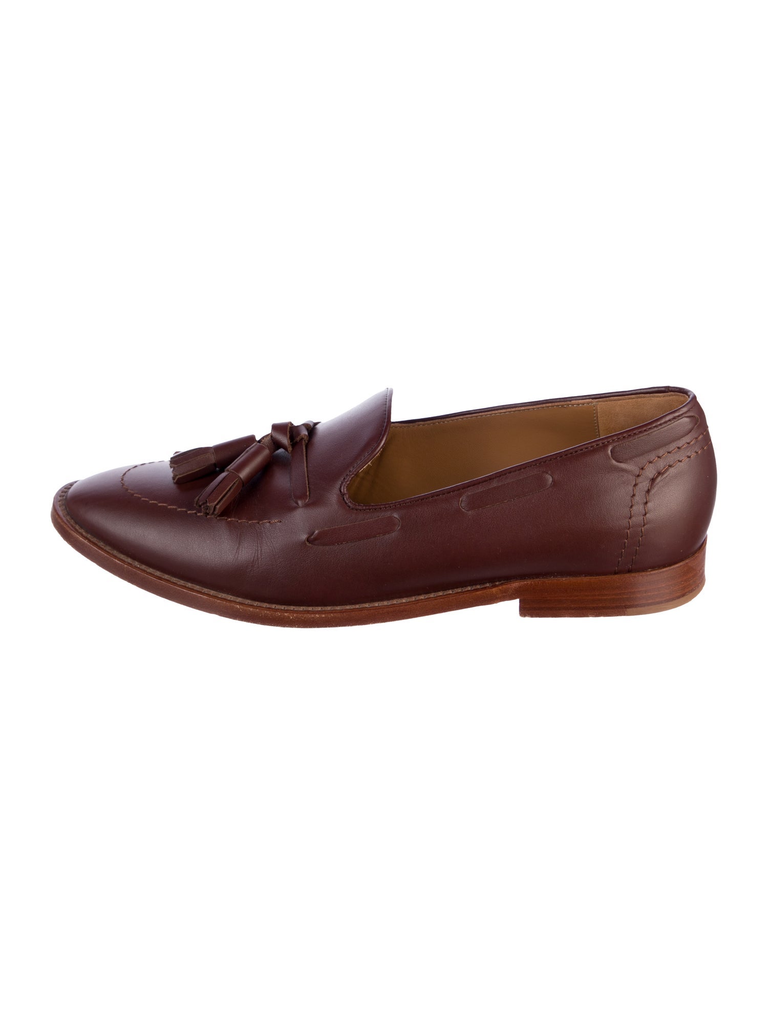 Mansur Gavriel Leather Tassel Accents Loafers