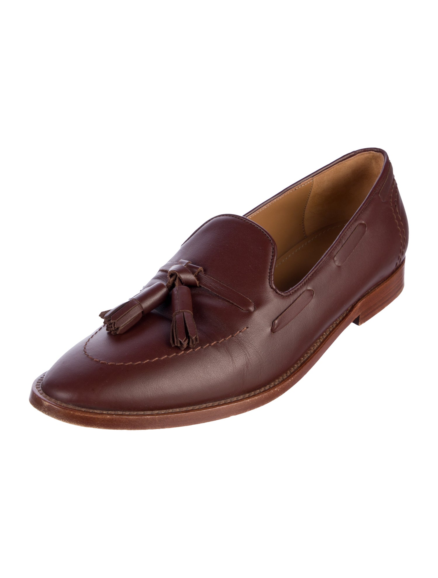 Mansur Gavriel Leather Tassel Accents Loafers