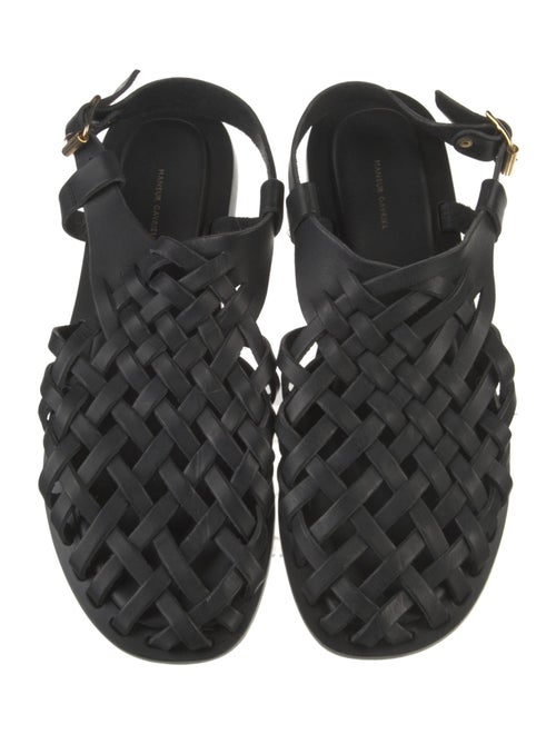 Mansur Gavriel Leather Lace Pattern Slingback Flats