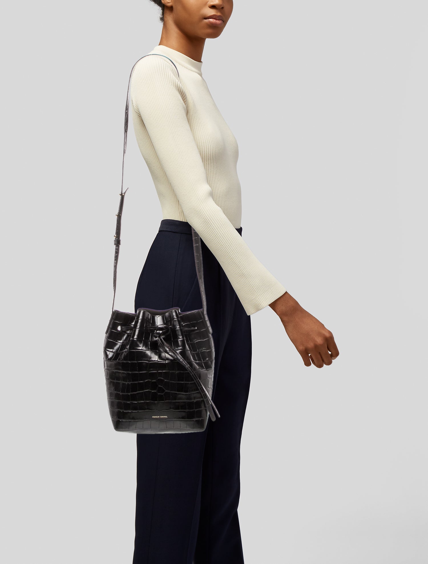 Mansur Gavriel Embossed Leather Shoulder Bag
