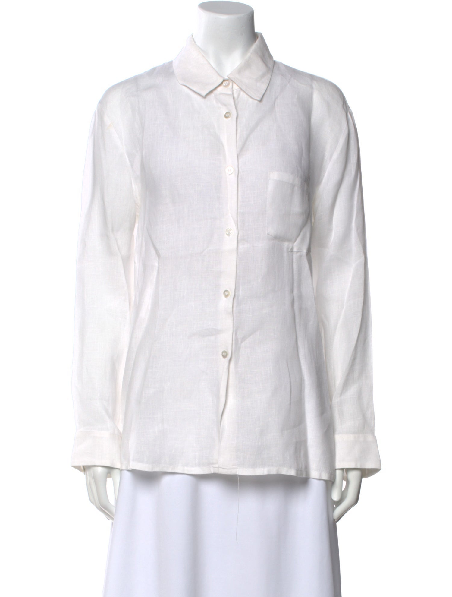 Mansur Gavriel Linen Long Sleeve Button-Up Top