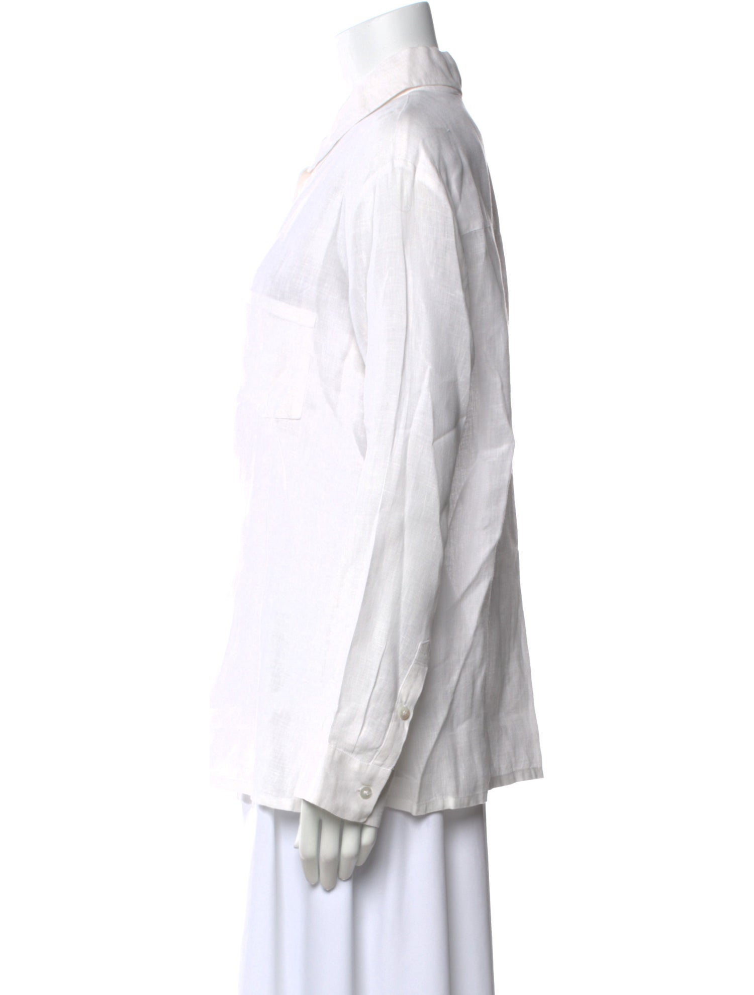 Mansur Gavriel Linen Long Sleeve Button-Up Top