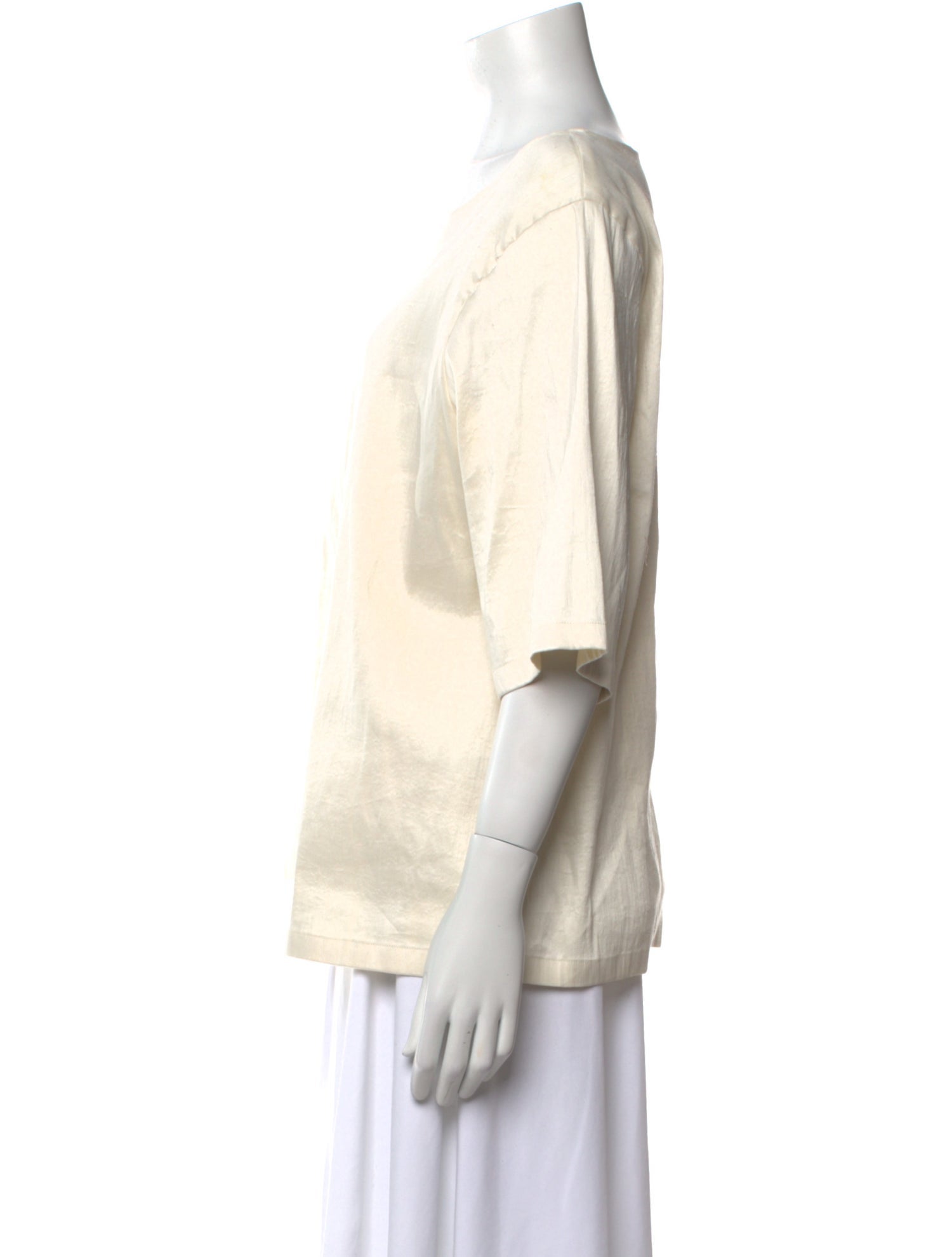 Mansur Gavriel Bateau Neckline Three-Quarter Sleeve T-Shirt