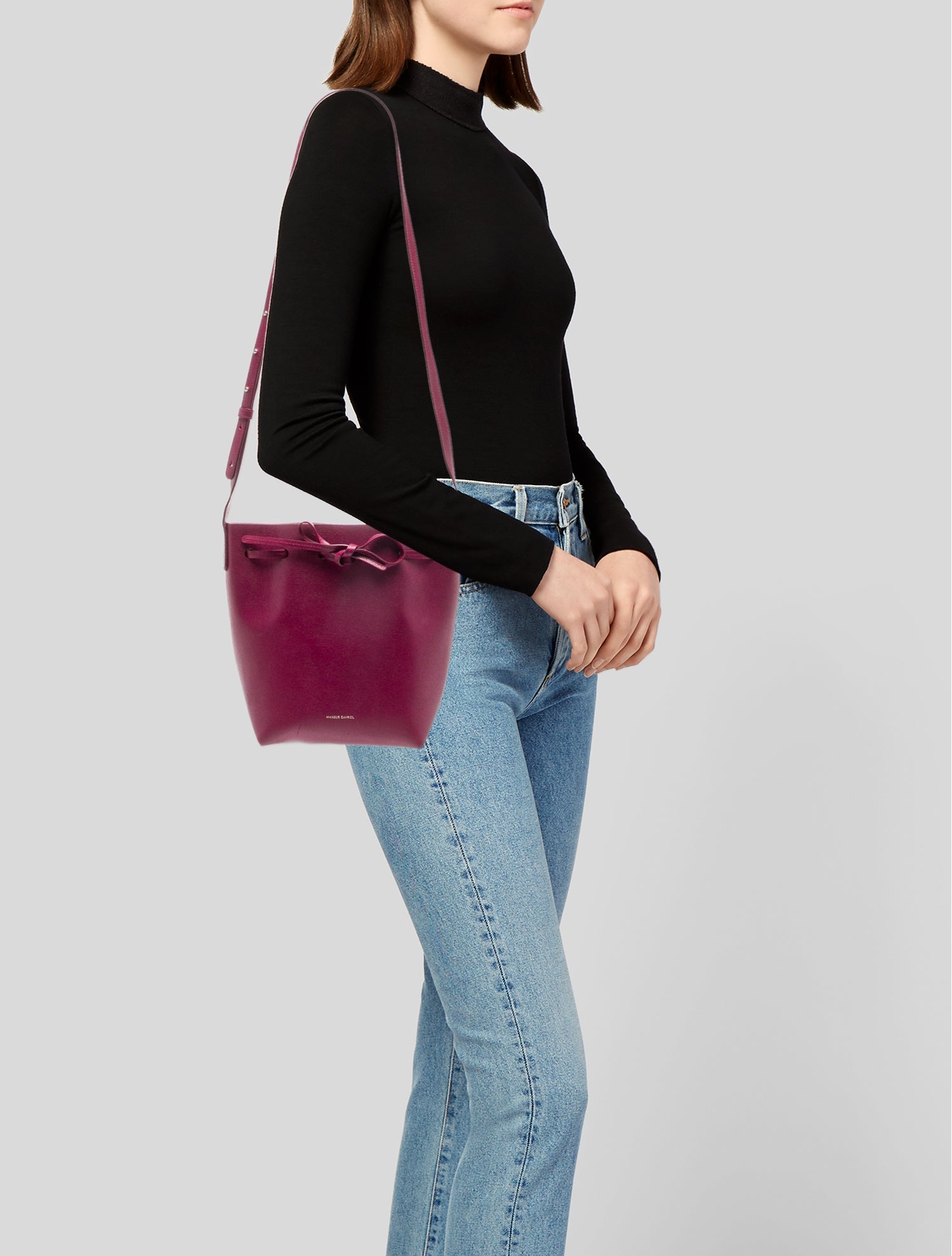 Mansur Gavriel Saffiano Leather Bucket Bag