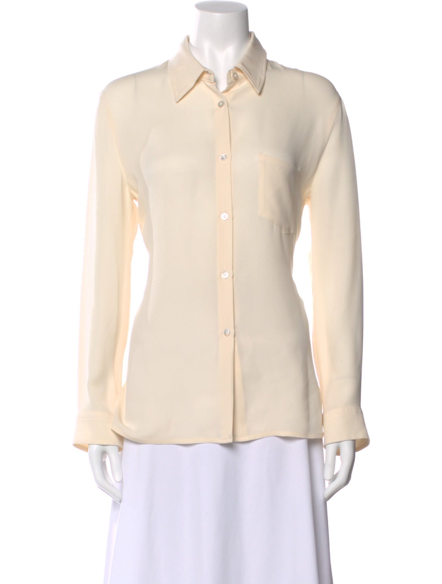 Mansur Gavriel Silk Long Sleeve Button-Up Top