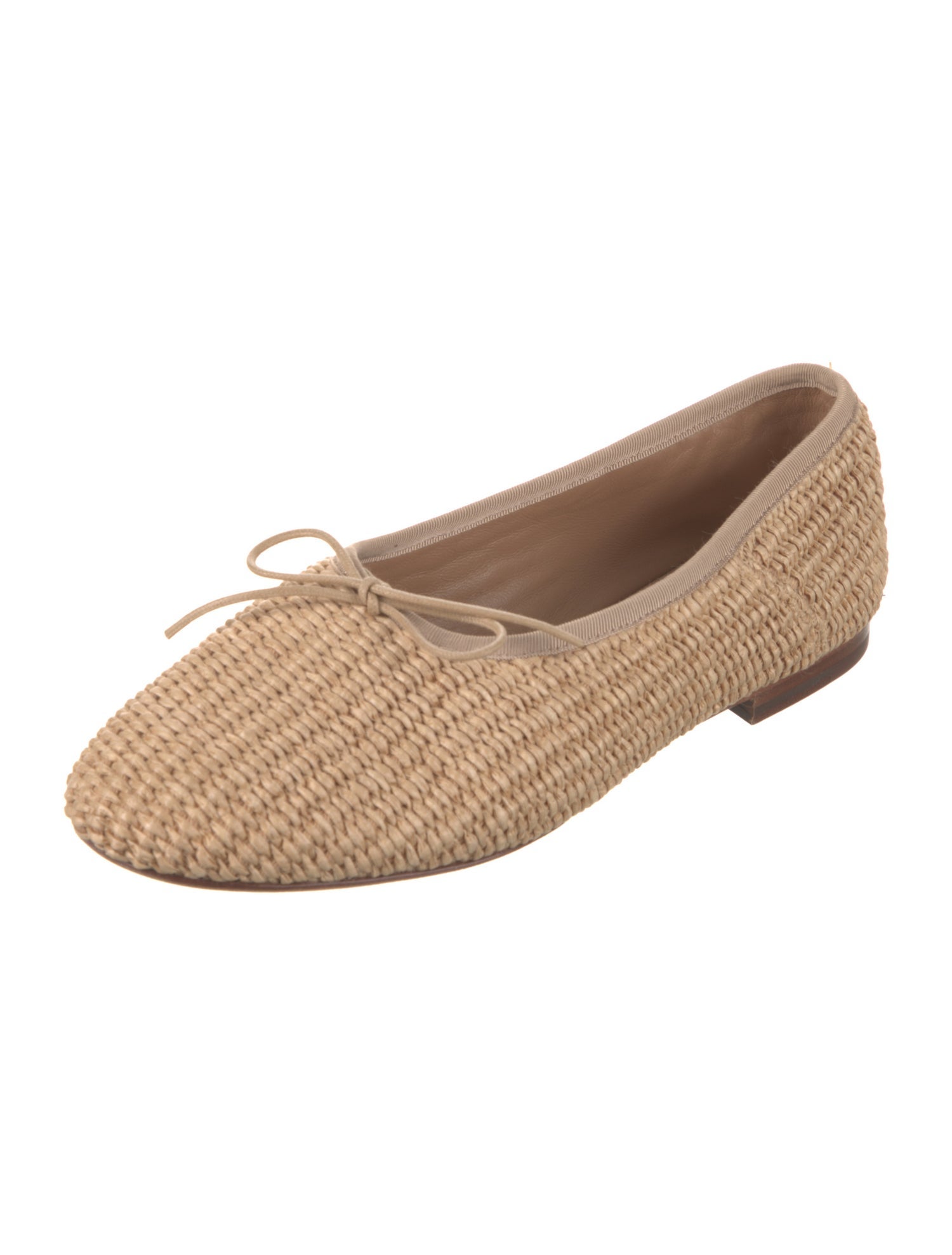 Mansur Gavriel Raffia Bow Accents Ballet Flats