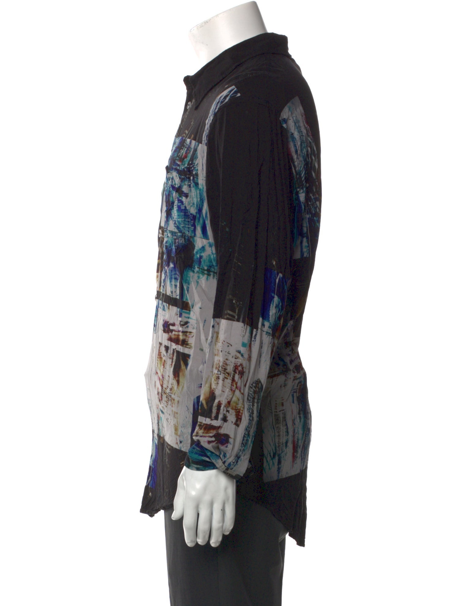 Ground Y by Yohji Yamamoto Graphic Print Long Sleeve Denim Shirt