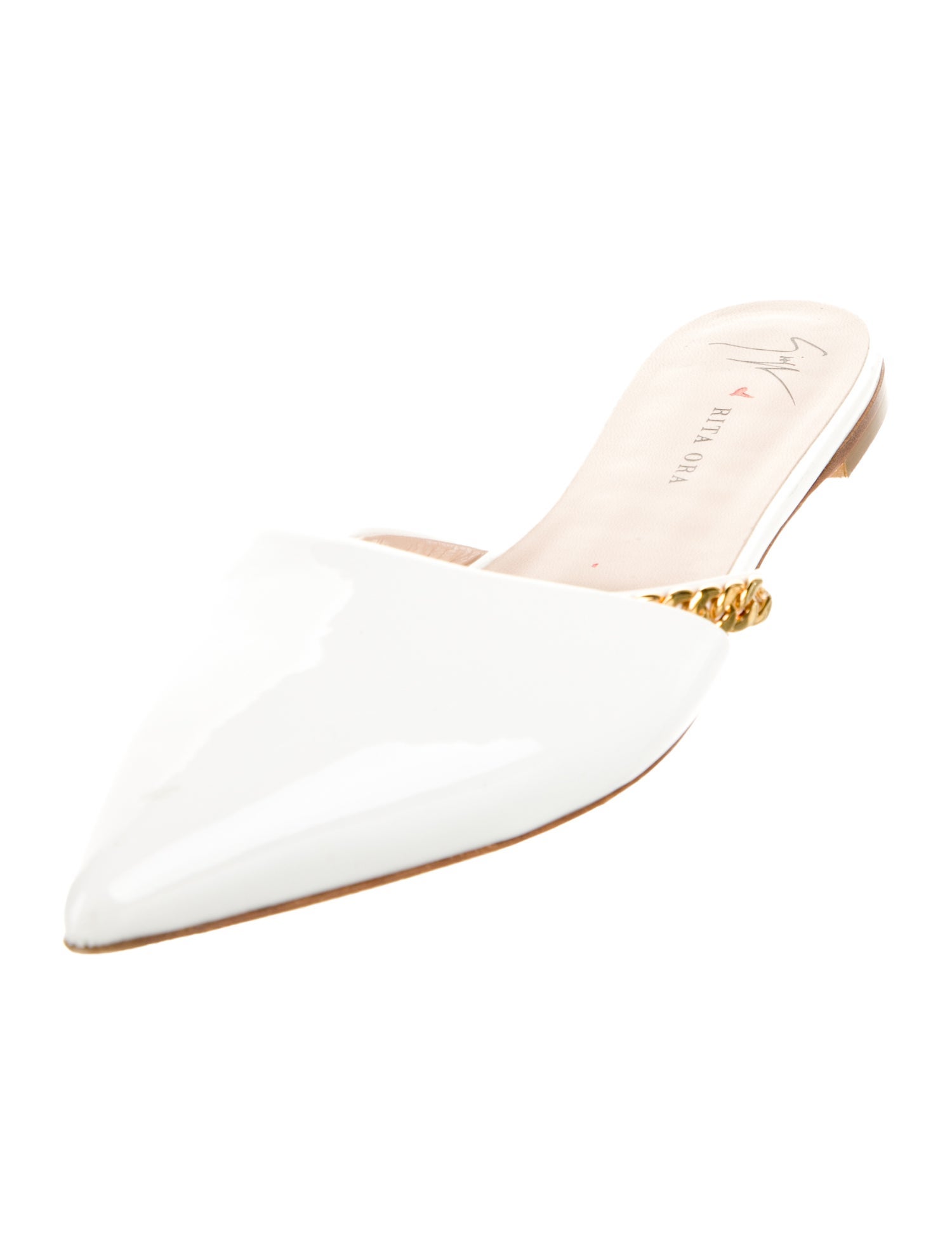 Giuseppe Zanotti x Rita Ora Patent Leather Chain-Link Accents Mules