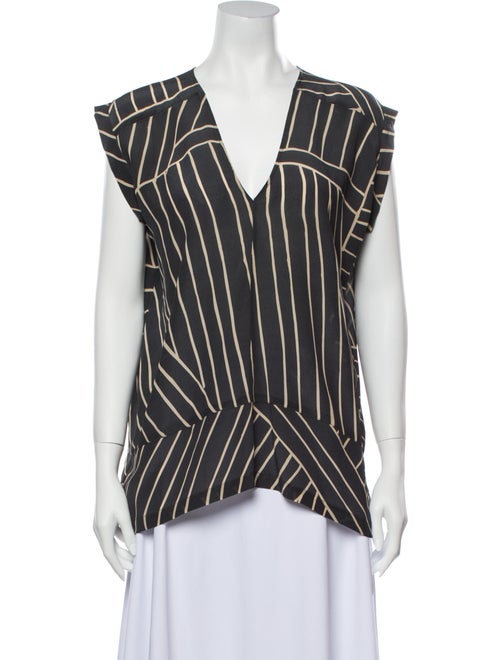 Humanoid Silk Striped Blouse Grey