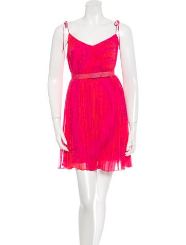Halston Heritage Pleated Mini Dress