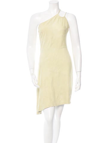 Halston Heritage Suede Asymmetrical Dress