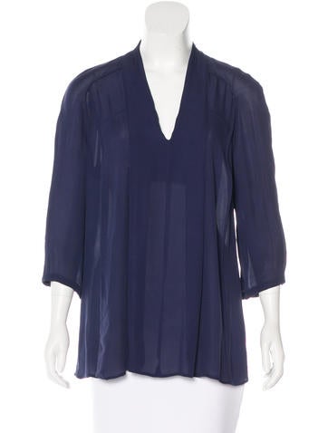 Halston Heritage Silk Three-Quarter Sleeve Top