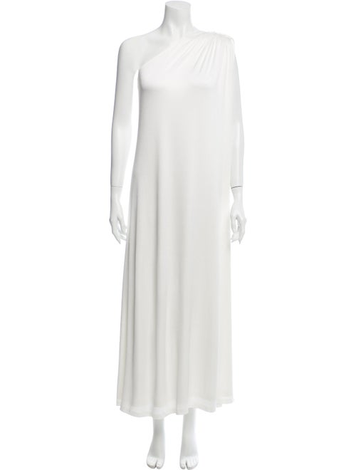 Halston Heritage One-Shoulder Long Dress White