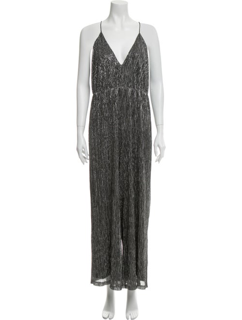 Halston Heritage Plunge Neckline Jumpsuit Metallic
