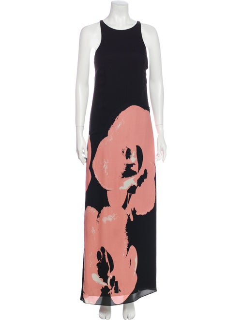 Halston Heritage Silk Long Dress Black