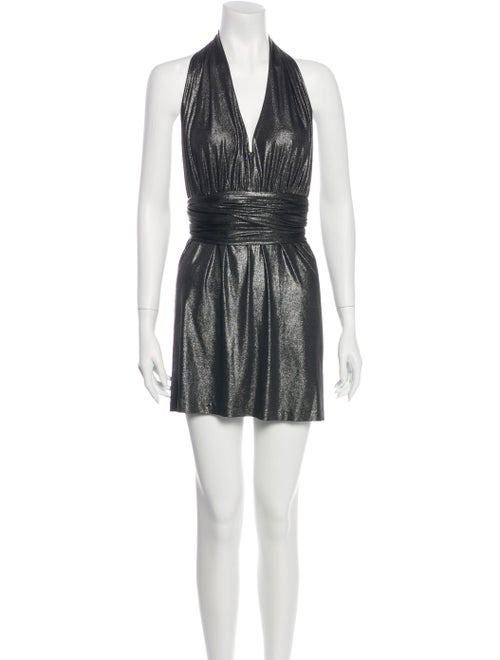 Halston Heritage Halterneck Mini Dress Metallic