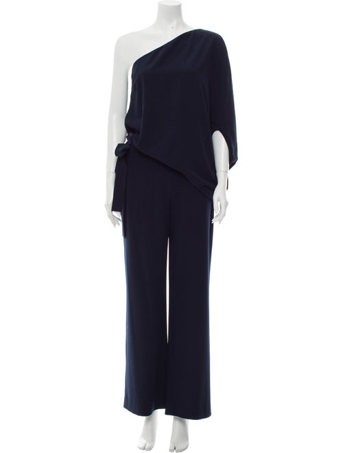 Halston Heritage One-Shoulder Jumpsuit Blue