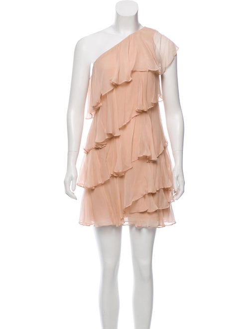 Halston Heritage One-Shoulder Ruffle-Accented Dres