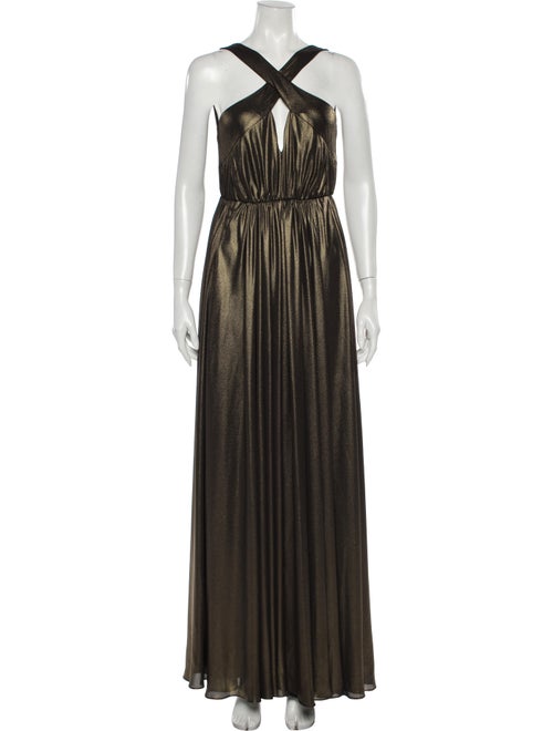 Halston Heritage Halterneck Long Dress Gold