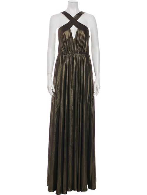 Halston Heritage Halterneck Long Dress Gold