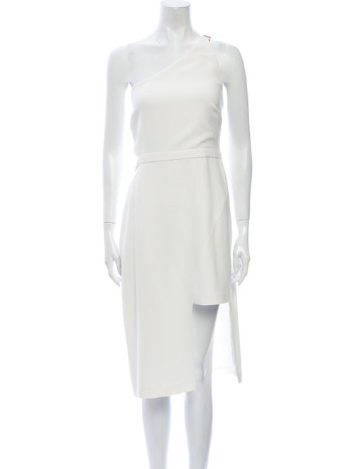 Halston Heritage One-Shoulder Midi Length Dress Wh