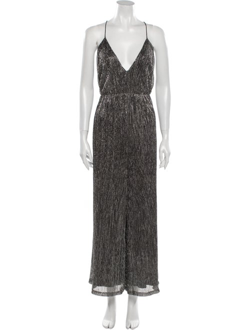 Halston Heritage V-Neck Jumpsuit Metallic