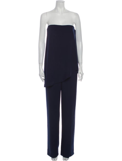 Halston Heritage Strapless Jumpsuit Blue