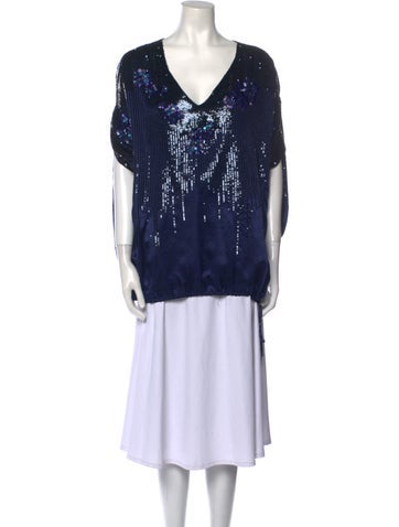 Halston Heritage Tops Silk V-Neck Tunic US 6 | M