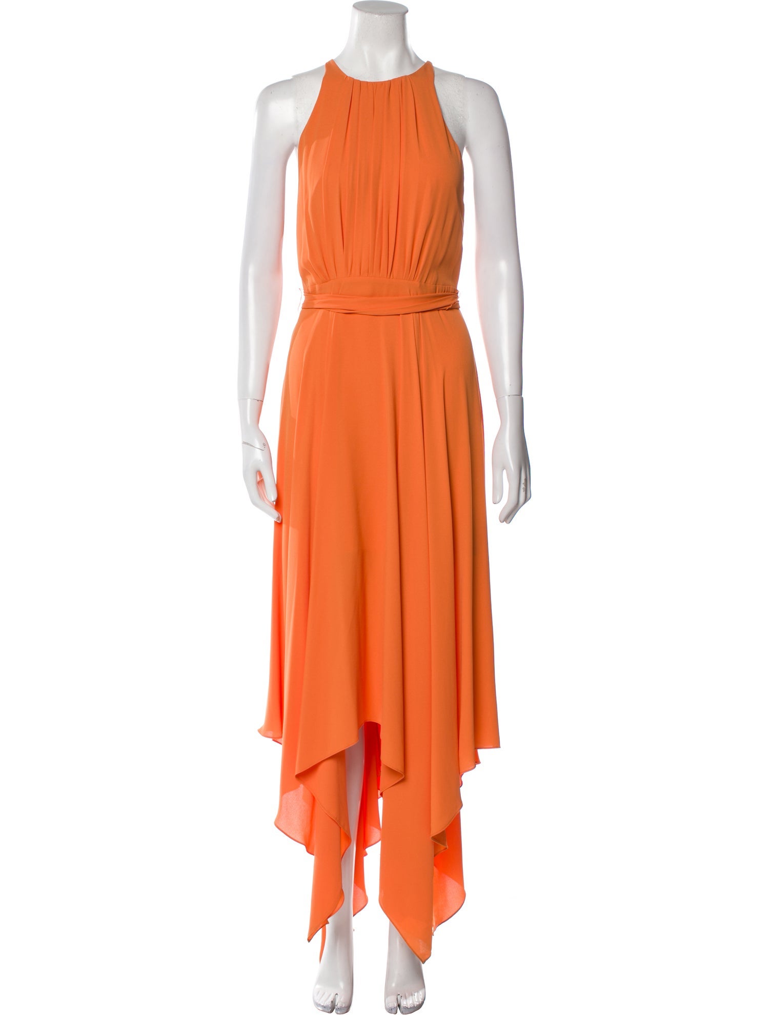 Halston Heritage Crew Neck Long Dress - Orange Dresses, Clothing - WH162593  | The RealReal