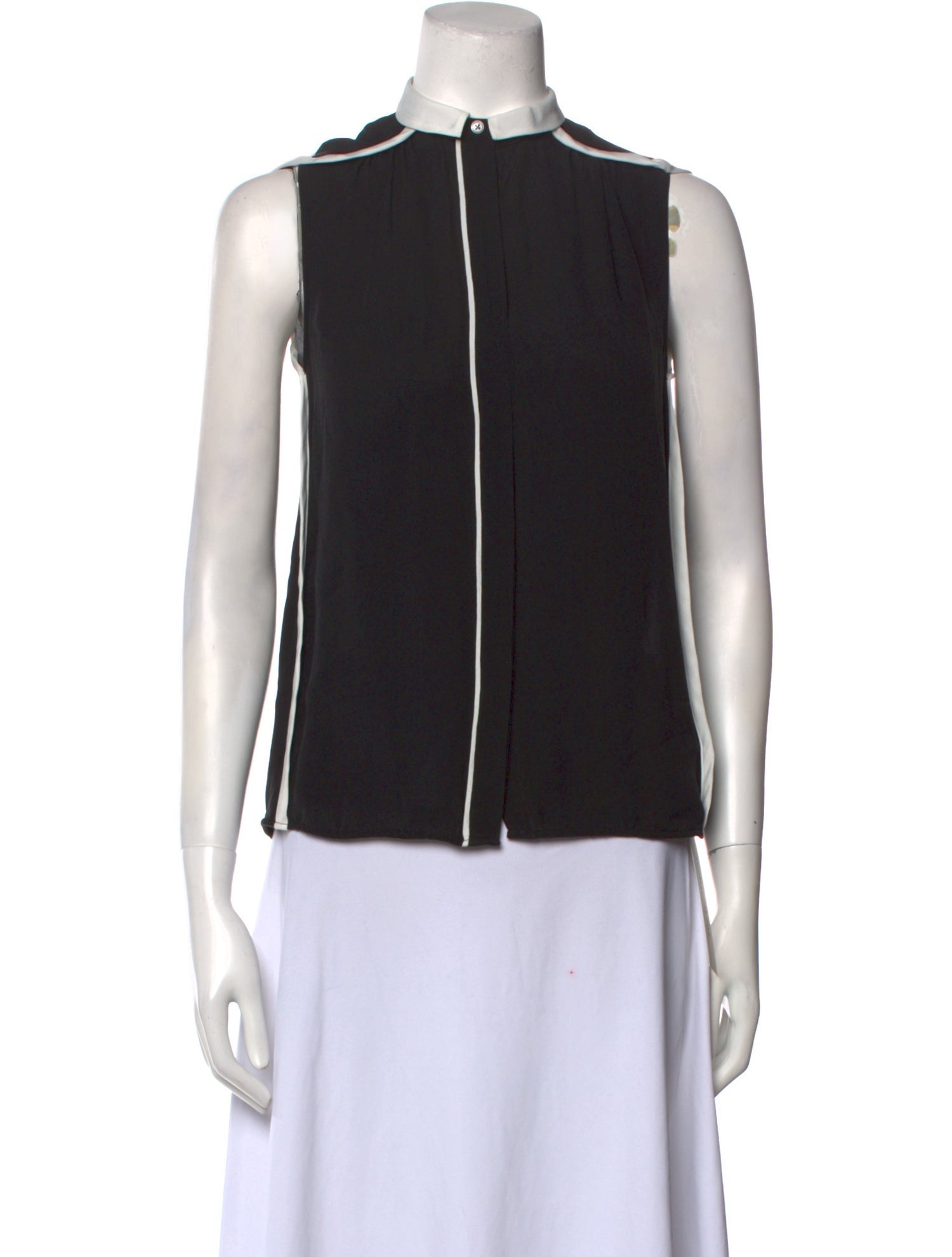 Halston Heritage Silk Mock Neck Blouse