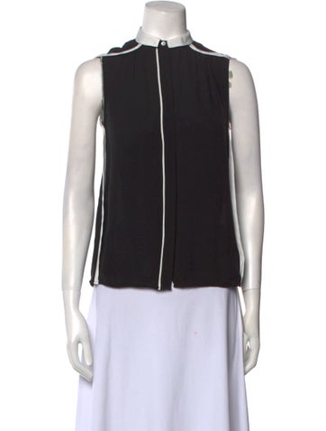 Halston Heritage Tops Silk Mock Neck Blouse XS