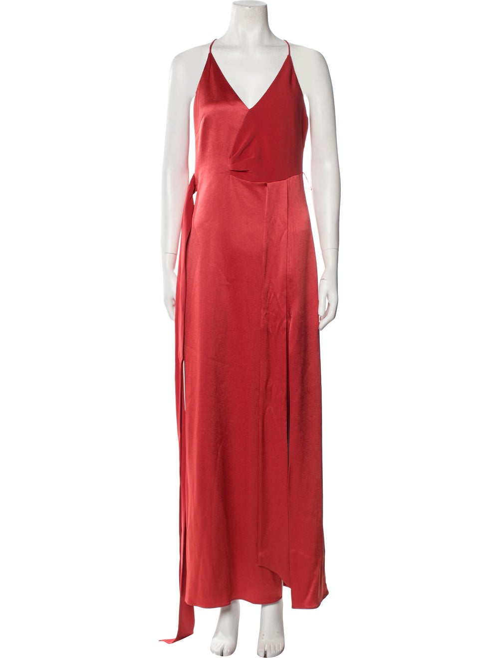Halston Heritage Evening Gown Red Halterneck Concealed