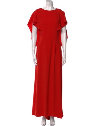 Halston Heritage Crew Neck Long Dress