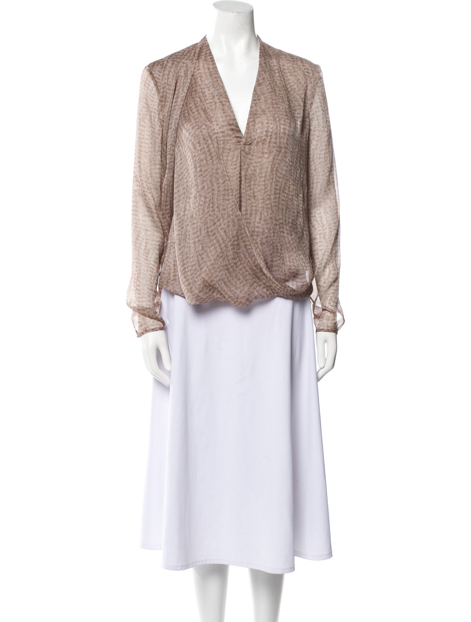 Halston Heritage Printed V-Neck Blouse