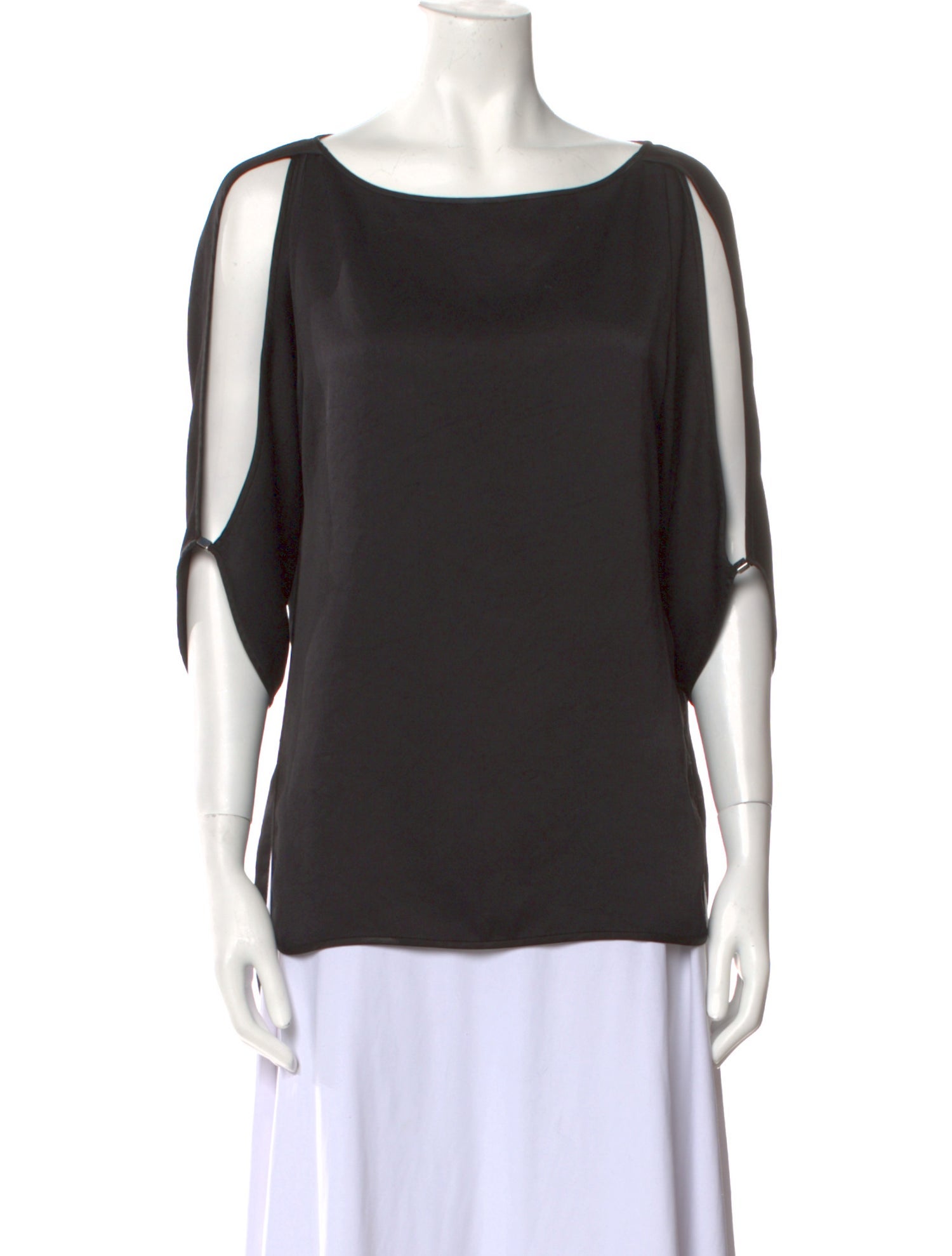 Halston Heritage Bateau Neckline Three-Quarter Sleeve Blouse