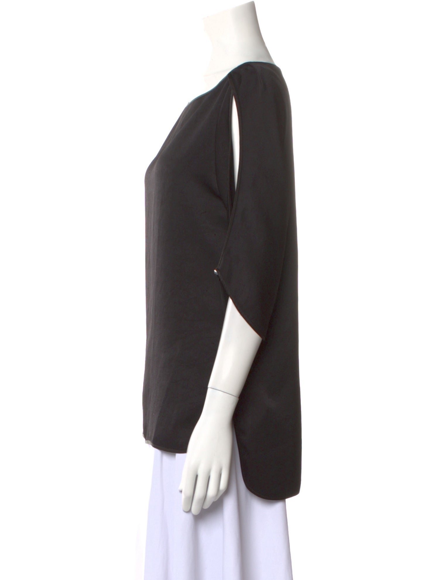 Halston Heritage Bateau Neckline Three-Quarter Sleeve Blouse