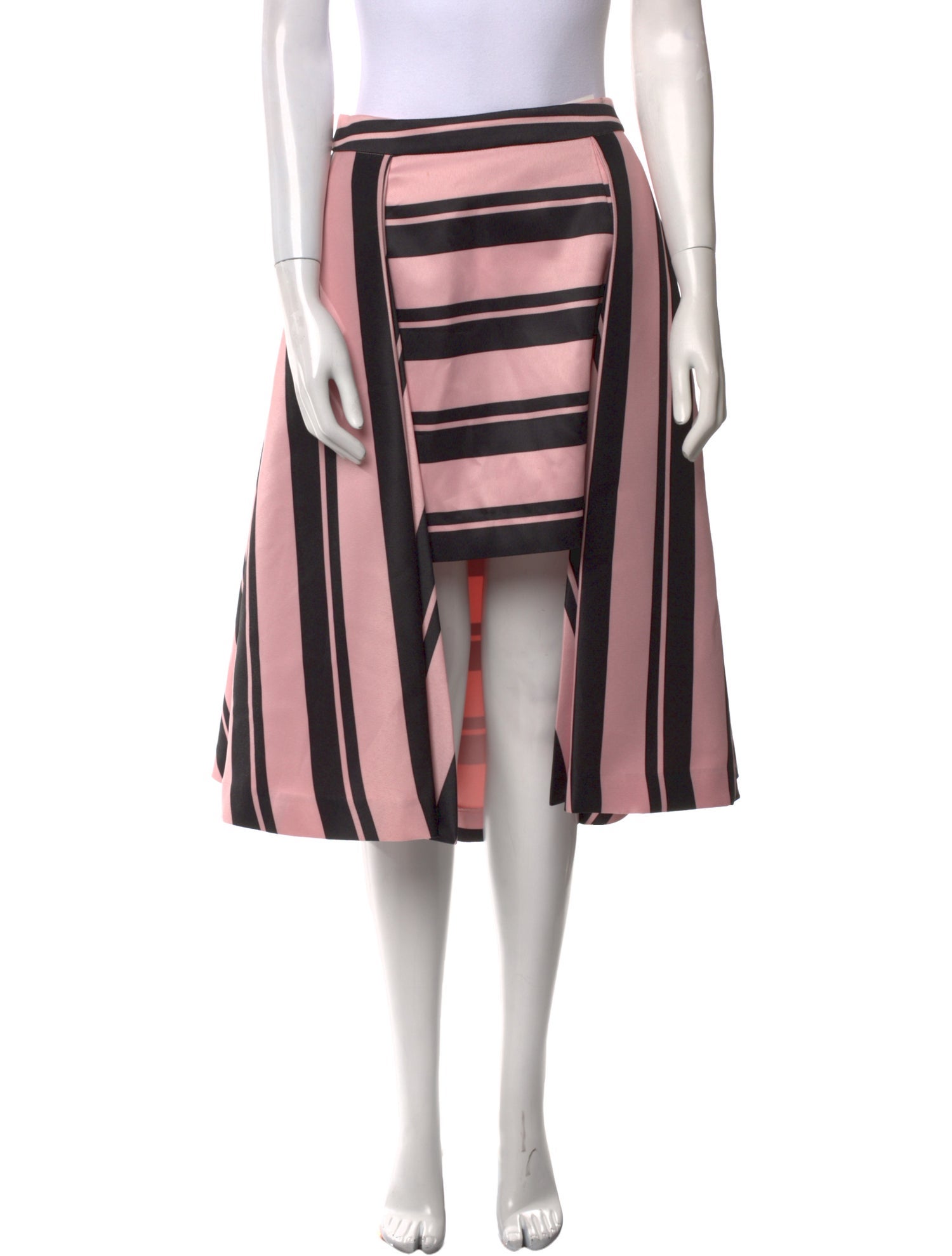Halston Heritage Striped Midi Length Skirt