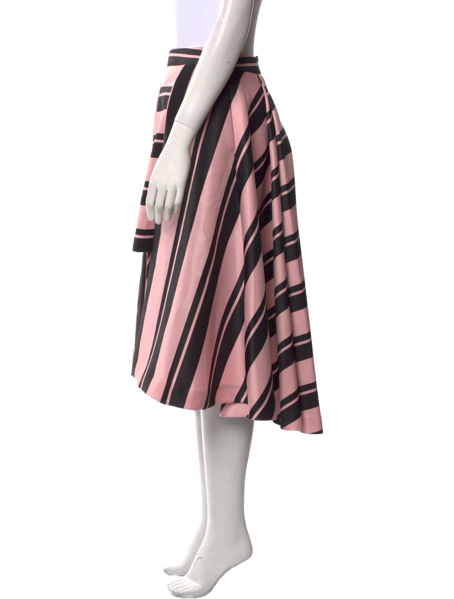 Halston Heritage Striped Midi Length Skirt