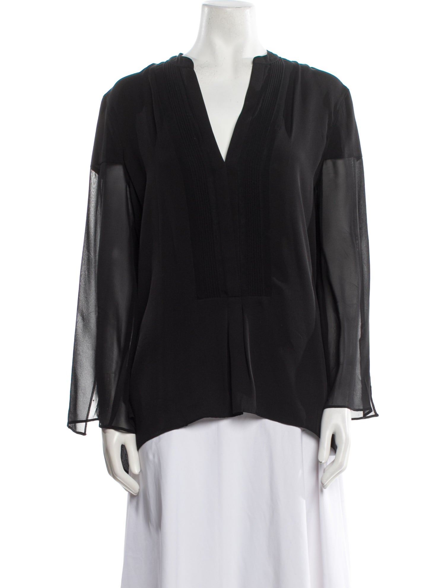 Halston Heritage Silk V-Neck Blouse