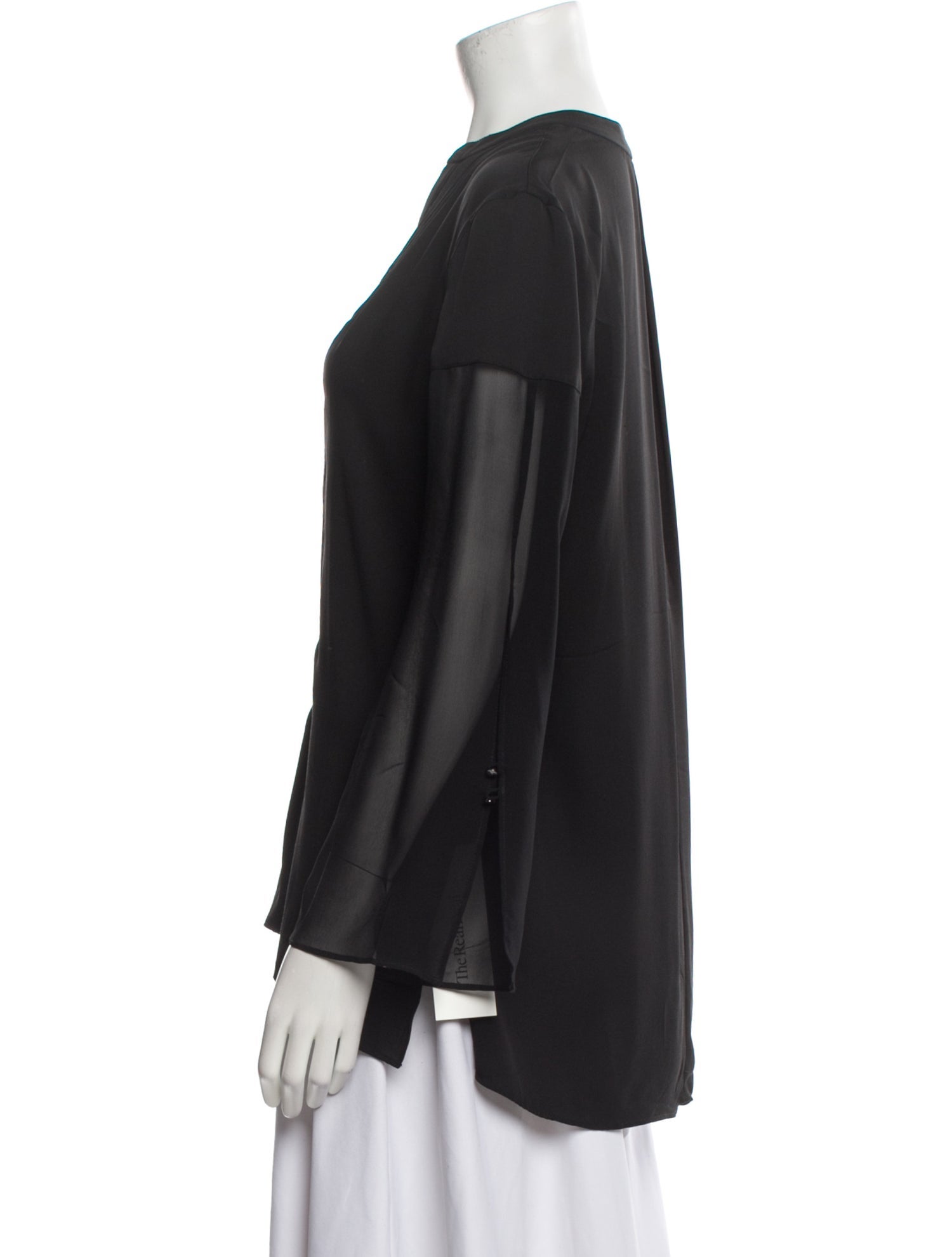 Halston Heritage Silk V-Neck Blouse