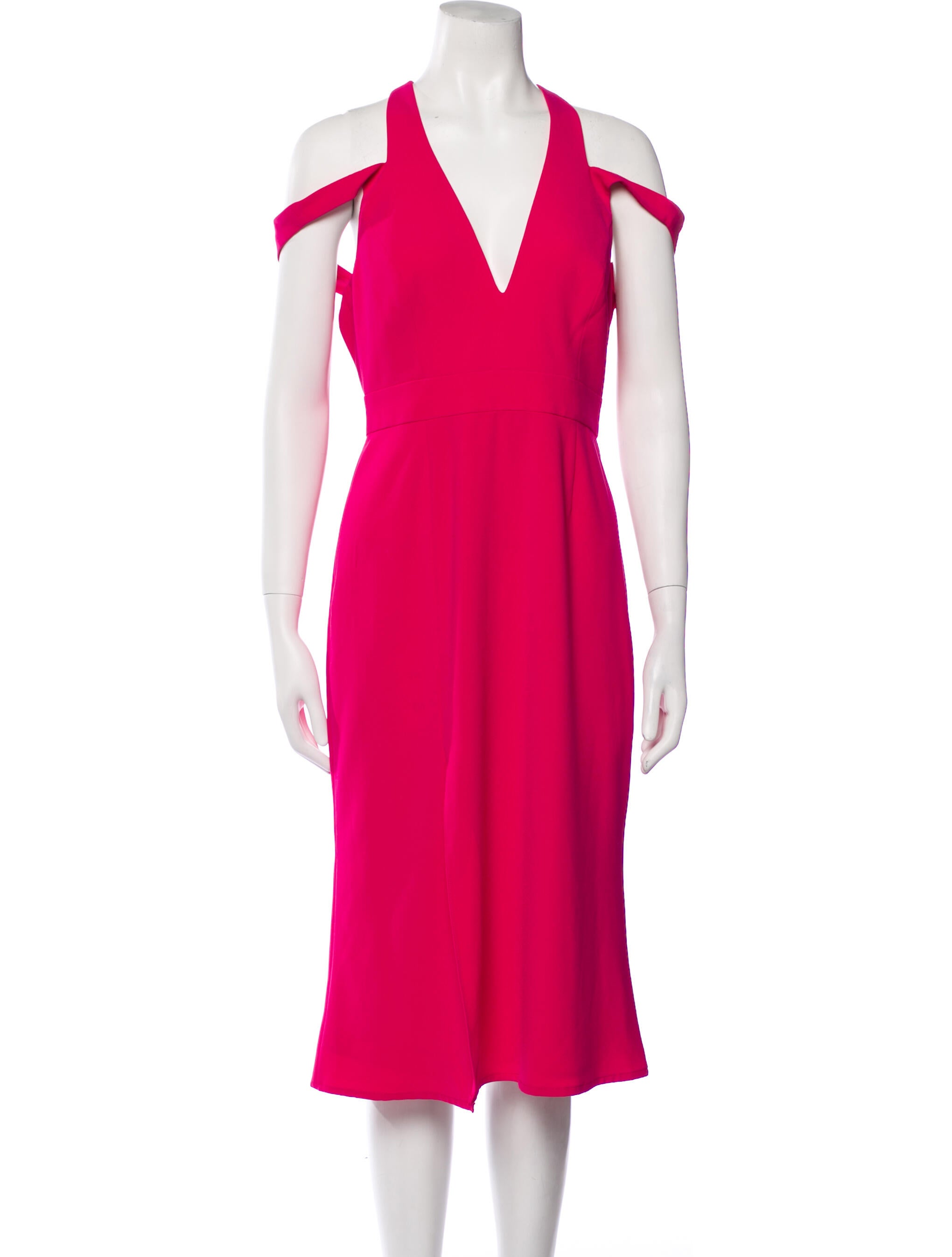Halston Heritage V-Neck Midi Length Dress