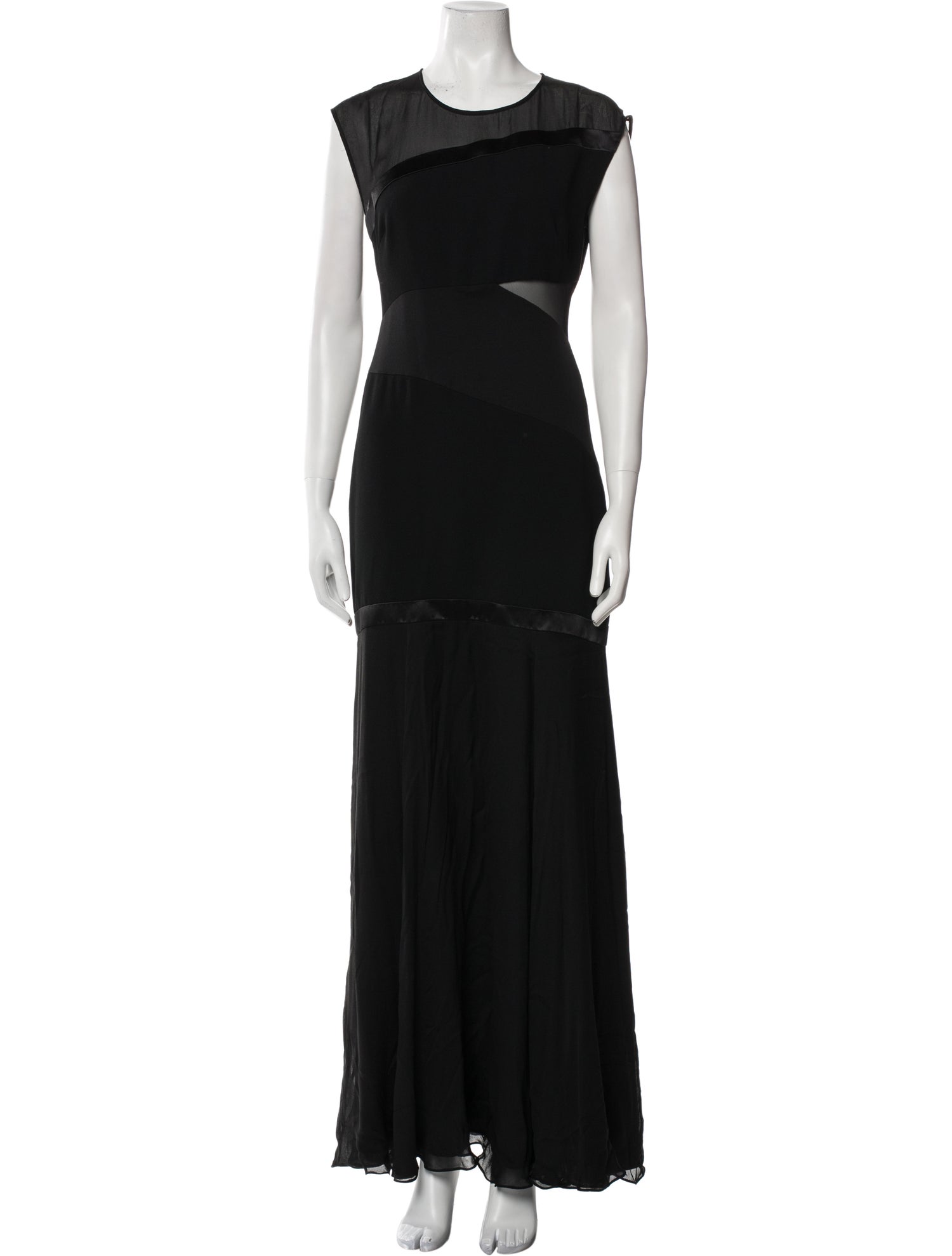 Halston Heritage Crew Neck Long Dress