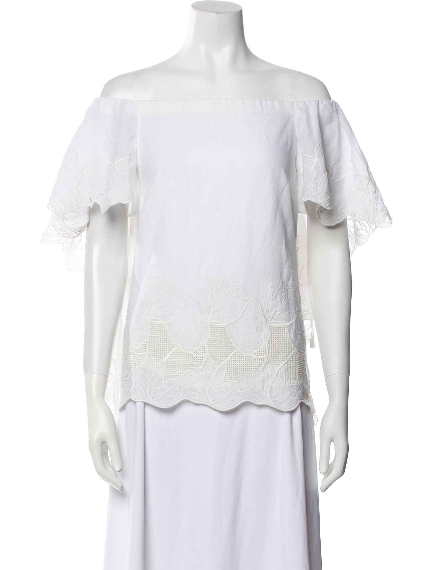 Halston Heritage Off-The-Shoulder Short Sleeve Blouse