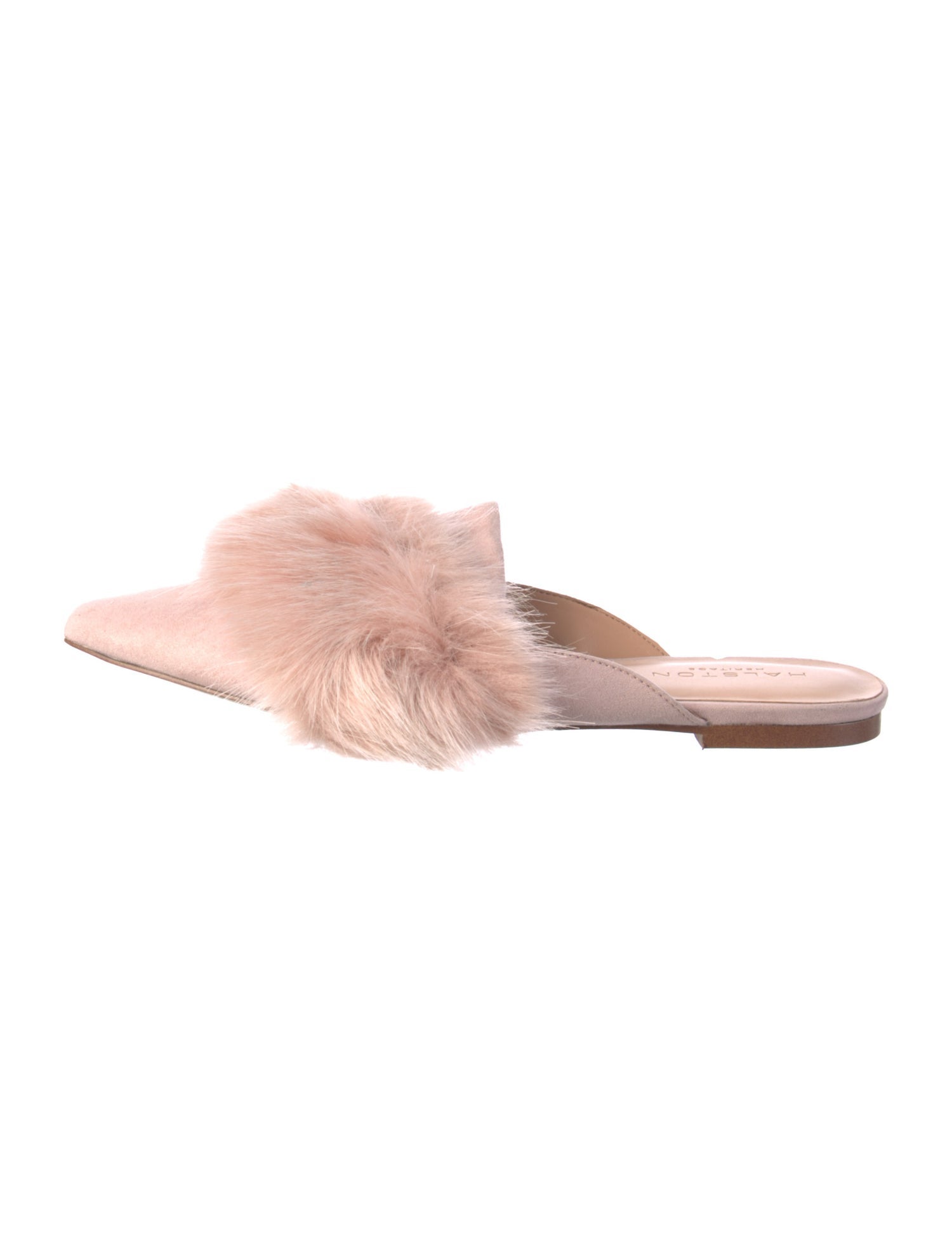 Halston Heritage Leather Faux Fur Trim Mules
