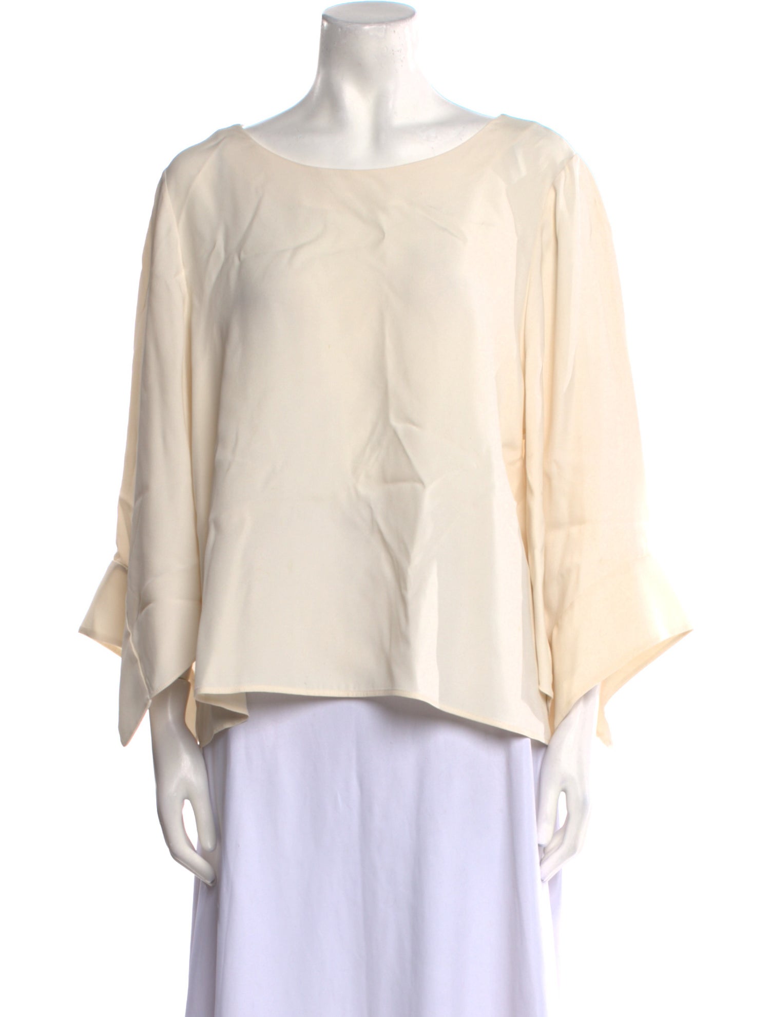 Halston Heritage Bateau Neckline Three-Quarter Sleeve Blouse