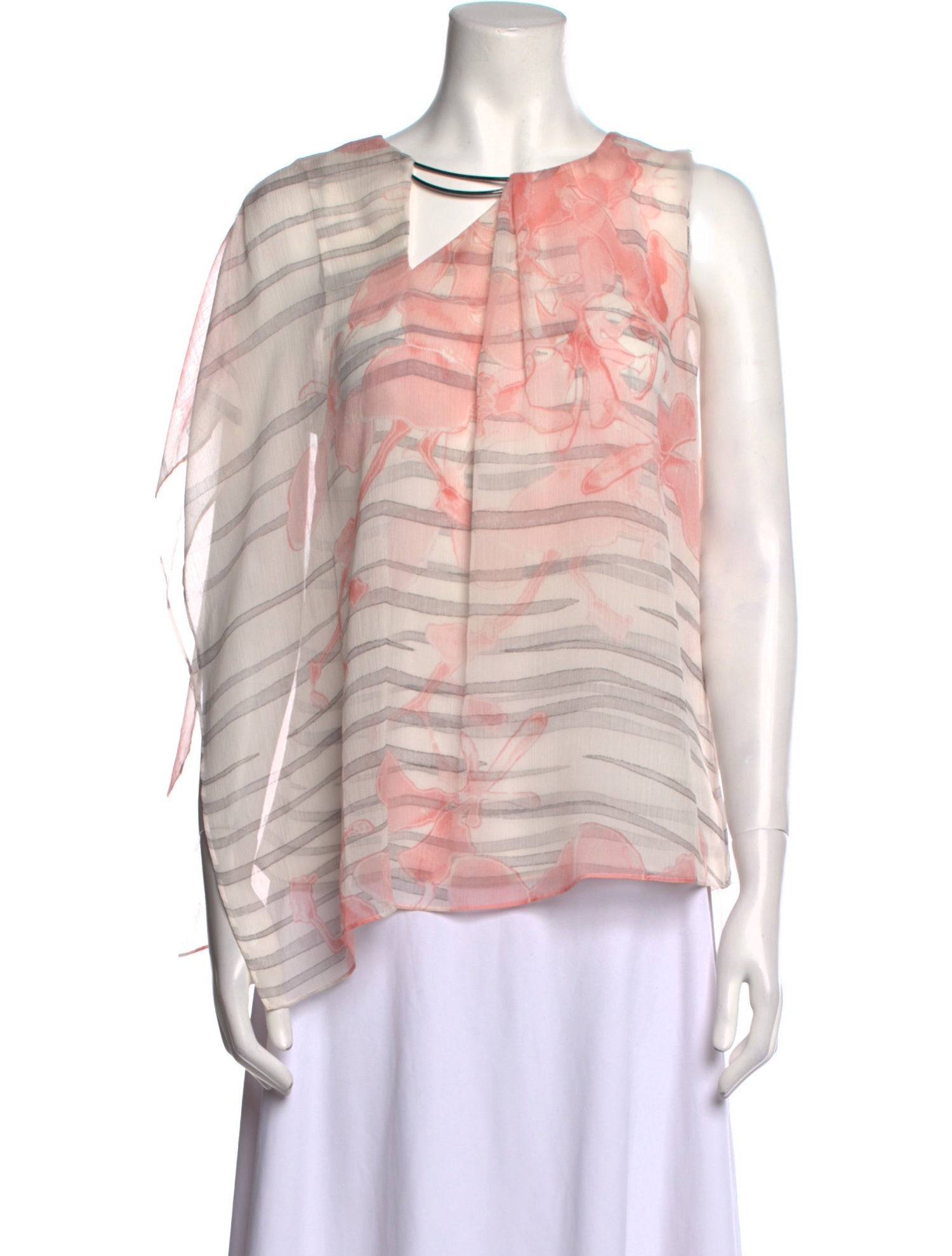 Halston Heritage Tie-Dye Print Scoop Neck Blouse