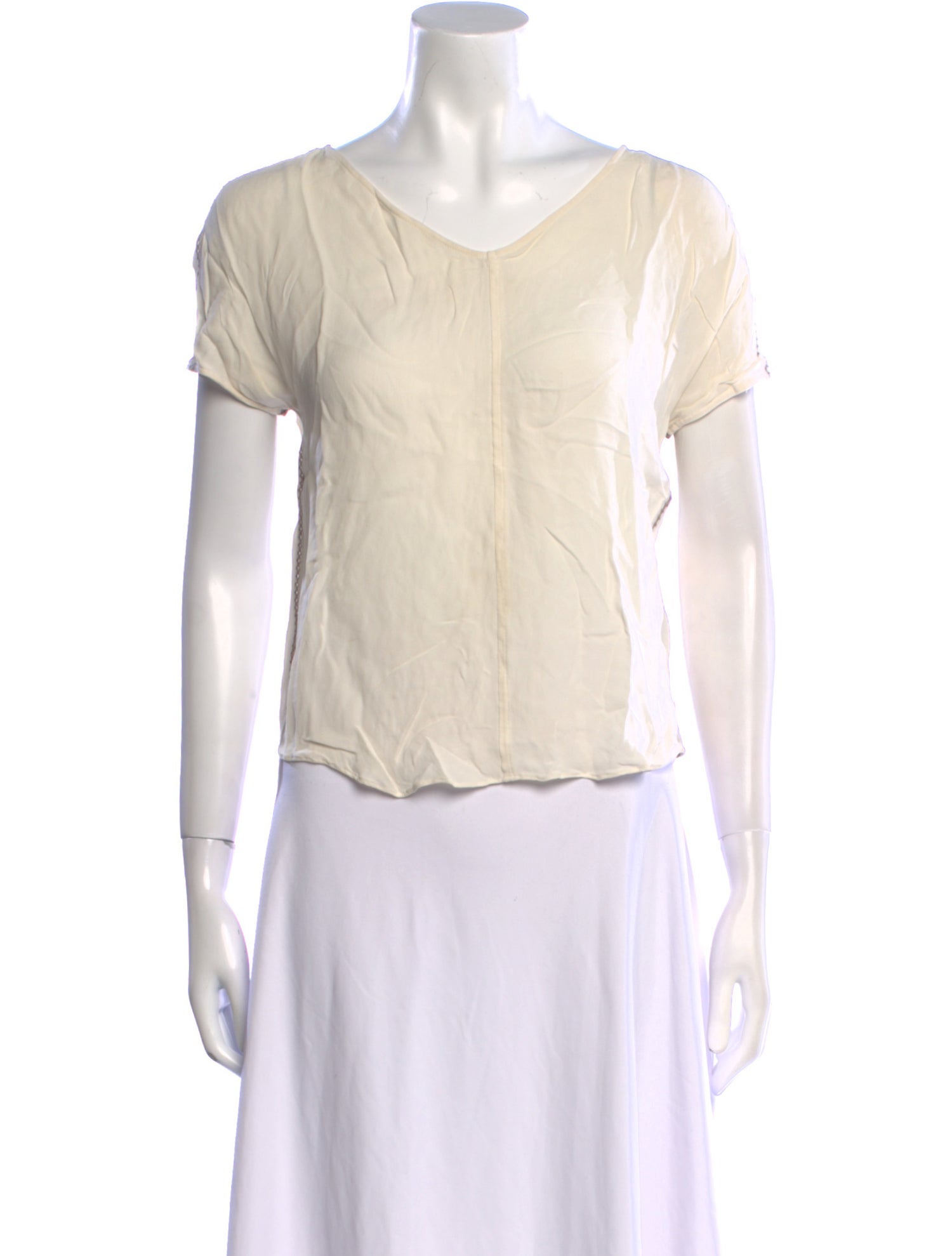 Halston Heritage Silk V-Neck Crop Top